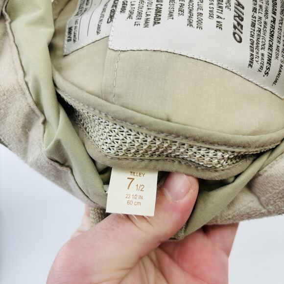 Tilley Endurables The Airflo Tilley Hat Men's 7 1/2 Khaki Boonie Hat Wide Brim - Picture 6 of 6